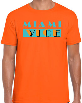 Bellatio Decorations BD Toppers verkleed T-shirt heren - Miami Vice - oranje - feestkleding 2XL