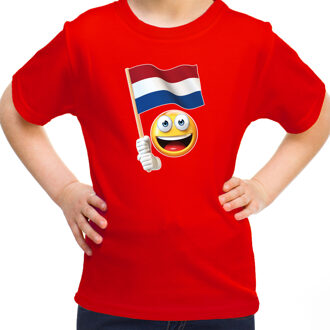 Bellatio Decorations BD Verkleed Nederland T-shirt kinderen - rood - emoticon met vlag S (122-128)