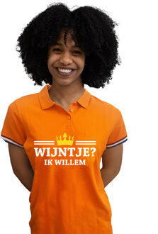 Bellatio Decorations BD Verkleed poloshirt dames - oranje - Wijntje ik Willem - Koningsdag XXL (45-48)