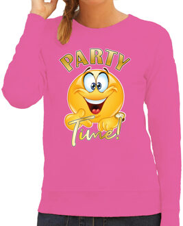 Bellatio Decorations BD Verkleed sweater dames - party time emoji - roze - themafeesten M