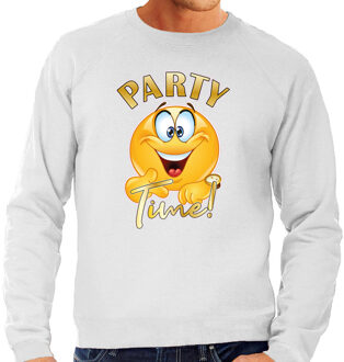 Bellatio Decorations BD Verkleed sweater heren - party time emoji - grijs - themafeesten L