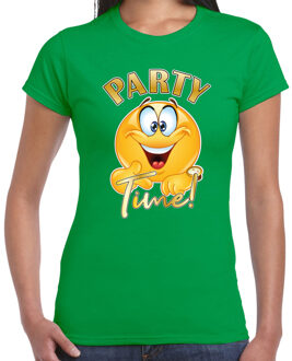 Bellatio Decorations BD Verkleed t-shirt voor dames - groen - party time emoji - themafeest S
