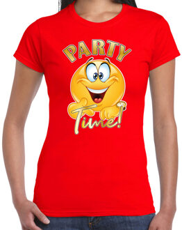 Bellatio Decorations BD Verkleed t-shirt voor dames - rood - party time emoji - themafeest L