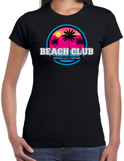 Bellatio Decorations Beach club zomer t-shirt / shirt Beach club Honolulu Hawaii zwart voor dames - zwart - Beach club party outfit / kleding / feest shirt 2XL