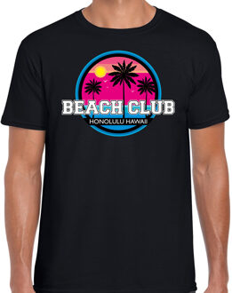 Bellatio Decorations Beach club zomer t-shirt / shirt Beach club Honolulu Hawaii zwart voor heren - zwart - Beach club party outfit / vakantie kleding / feest shirt L