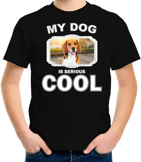 Bellatio Decorations Beagle honden t-shirt my dog is serious cool zwart - kinderen - Beagles liefhebber cadeau shirt L (146-152)