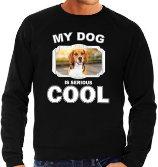 Bellatio Decorations Beagle honden trui / sweater my dog is serious cool zwart - heren - Beagles liefhebber cadeau sweaters 2XL