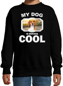 Bellatio Decorations Beagle honden trui / sweater my dog is serious cool zwart - kinderen - Beagles liefhebber cadeau sweaters 12-13 jaar (152/164)