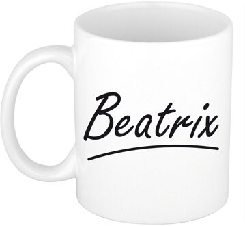 Bellatio Decorations Beatrix voornaam kado beker / mok sierlijke letters - gepersonaliseerde mok met naam - Naam mokken Multikleur