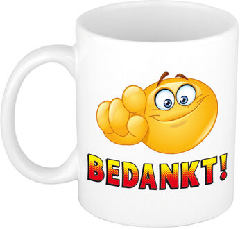 Bellatio Decorations Bedankt cadeau mok / beker wit met smiley - cadeau collega - feest mokken Multikleur