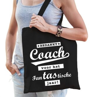 Bellatio Decorations Bedankt coach katoenen cadeau tas zwart