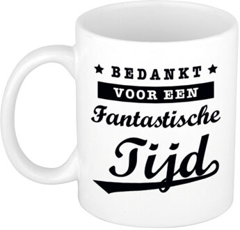 Bellatio Decorations Bedankt het was een fantastische tijd cadeau koffiemok / theebeker wit - Afscheidscadeau collega, juf, meester - feest m Multikleur