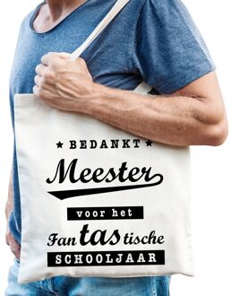 Bellatio Decorations Bedankt meester cadeau tas katoen - Feest Boodschappentassen Beige