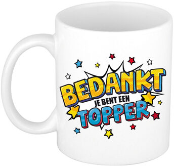 Bellatio Decorations Bedankt topper cadeau mok / beker wit 300 ml - feest mokken