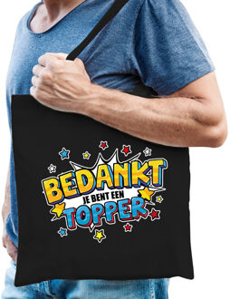 Bellatio Decorations Bedankt topper tas zwart voor heren - Feest Boodschappentassen