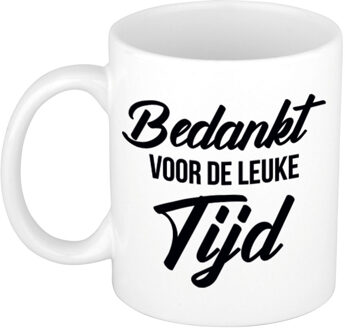 Bellatio Decorations Bedankt voor de leuke tijd - Cadeau koffiemok - beker - wit - Afscheid - collega - juf - mees
