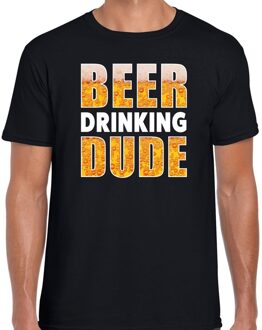 Bellatio Decorations Beer drinking dude drank fun t-shirt zwart voor heren