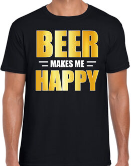 Bellatio Decorations Beer makes me happy drank t-shirt / kleding zwart voor heren