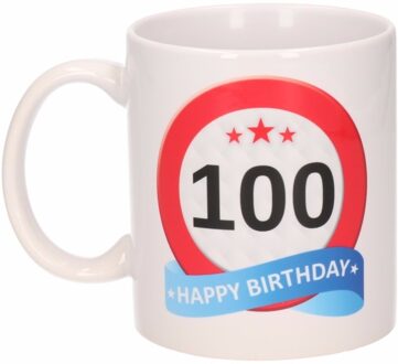 Bellatio Decorations Beker / mok 100 jaar verkeersbord Wit