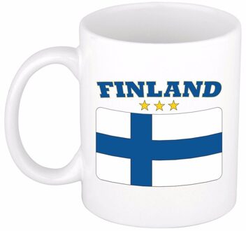 Bellatio Decorations Beker / mok met de Finse vlag - 300 ml keramiek - Finland Multikleur