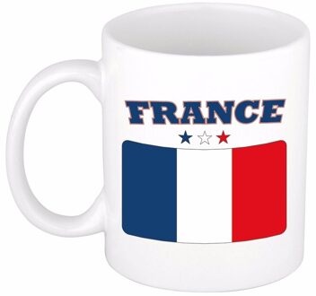 Bellatio Decorations Beker / mok met de Franse vlag - 300 ml keramiek - Frankrijk Multikleur