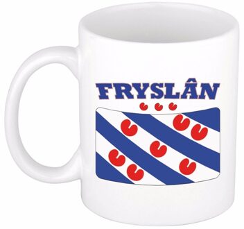 Bellatio Decorations Beker / mok met de Friese vlag - 300 ml keramiek - Friesland Multikleur