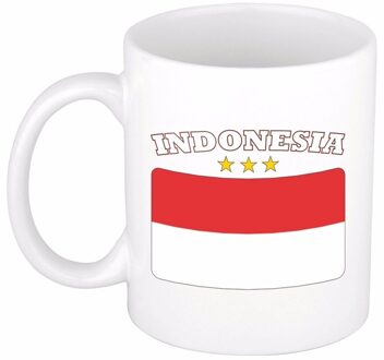 Bellatio Decorations Beker / mok met de Indonesische vlag - 300 ml keramiek - Indonesie Multikleur