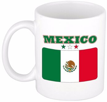 Bellatio Decorations Beker / mok met de Mexicaanse vlag - 300 ml keramiek - Mexico Multikleur