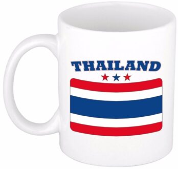 Bellatio Decorations Beker / mok met de Thaise vlag - 300 ml keramiek - Thailand Multikleur