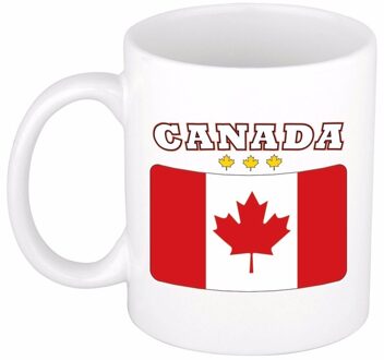 Bellatio Decorations Beker / mok met vlag van Canada 300 ml - feest mokken Rood