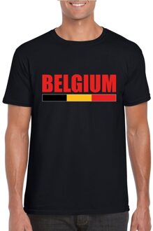 Bellatio Decorations Belgie / Belgium supporter t-shirt - voor heren - zwart - vlag print - katoen
