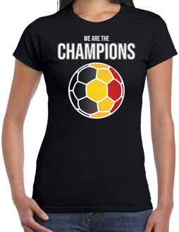 Bellatio Decorations Belgie EK/ WK supporter t-shirt - we are the champions met Belgische voetbal - zwart - dames - kleding / shirt 2XL