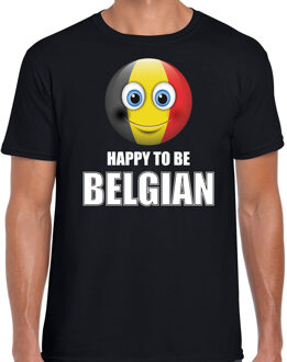 Bellatio Decorations Belgie emoticon Happy to be Belgian landen t-shirt zwart heren