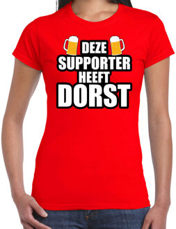 Bellatio Decorations Belgie fan t-shirt voor dames - Deze supporter heeft dorst - Belgium/ bier supporter - EK/ WK shirt / outfit XS