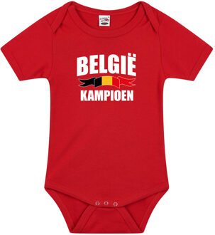 Bellatio Decorations Belgie kampioen fan rompertje rood EK/ WK voor babys 56 (1-2 maanden) - Feest rompertjes Multikleur