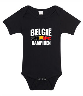 Bellatio Decorations Belgie kampioen fan rompertje zwart EK/ WK voor babys 56 (1-2 maanden) - Feest rompertjes Multikleur