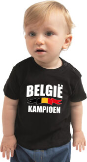 Bellatio Decorations Belgie kampioen fan t-shirt zwart EK/ WK voor babys 68 (3-6 maanden) - Feestshirts Multikleur