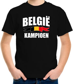 Bellatio Decorations Belgie kampioen supporter t-shirt zwart EK/ WK voor kinderen - EK/ WK shirt / outfit L (146-152)