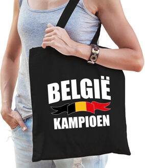 Bellatio Decorations Belgie kampioen supporter tas zwart voor dames en heren - EK/ WK voetbal - Feest Boodschappentassen