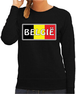 Bellatio Decorations Belgie landen sweater zwart dames -  Belgie landen sweater / kleding - EK / WK / Olympische spelen outfit M