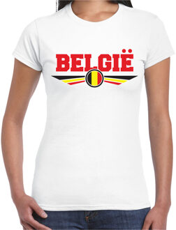 Bellatio Decorations Belgie landen t-shirt met Belgische vlag - wit - dames - landen shirt / kleding - EK / WK / Olympische spelen outfit 2XL