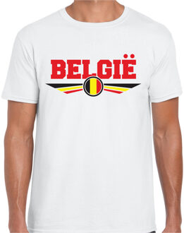 Bellatio Decorations Belgie landen t-shirt met Belgische vlag - wit - heren - landen shirt / kleding - EK / WK / Olympische spelen outfit 2XL