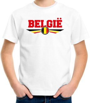 Bellatio Decorations Belgie landen t-shirt met Belgische vlag - wit - kids - landen shirt / kleding - EK / WK / Olympische spelen outfit L (146-152)