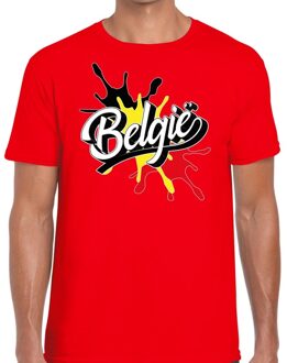 Bellatio Decorations Belgie landen t-shirt spetter rood voor heren - supporter/landen kleding Belgie 2XL