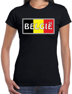 Bellatio Decorations Belgie landen t-shirt zwart dames -  Belgie landen shirt / kleding - EK / WK / Olympische spelen outfit 2XL