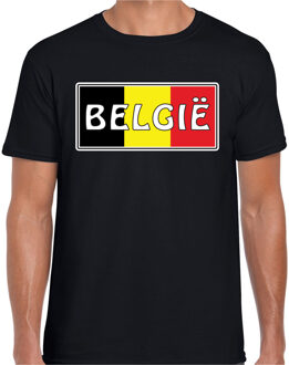 Bellatio Decorations Belgie landen t-shirt zwart heren - belgie landen shirt / kleding - EK / WK / Olympische spelen outfit 2XL