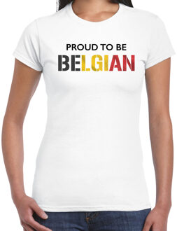 Bellatio Decorations Belgie Proud to be Belgian landen t-shirt - wit - dames -  Belgie landen shirt  met Belgische vlag/ kleding - EK / WK / Olympische spelen supporter outfit 2XL