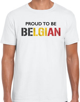 Bellatio Decorations Belgie Proud to be Belgian landen t-shirt wit heren