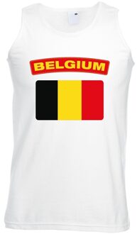 Bellatio Decorations Belgie singlet shirt/ tanktop met Belgische vlag wit heren 2XL