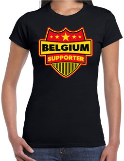 Bellatio Decorations Belgie supporters t-shirt - zwart - voor dames - Belgium - landen shirts - kleding - sport